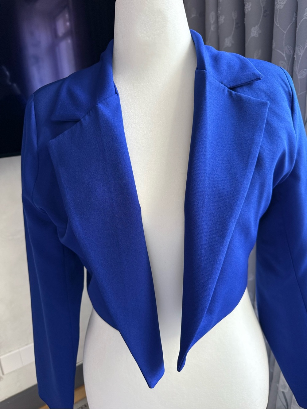 Cropped Open-Front Royal Blue Women's Blazer Jacket